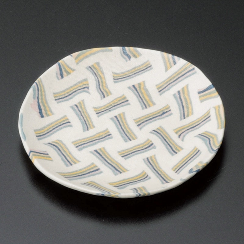 金正陶器 練り込み彩格子2.8丸皿 1個（ご注文単位1個）【直送品】