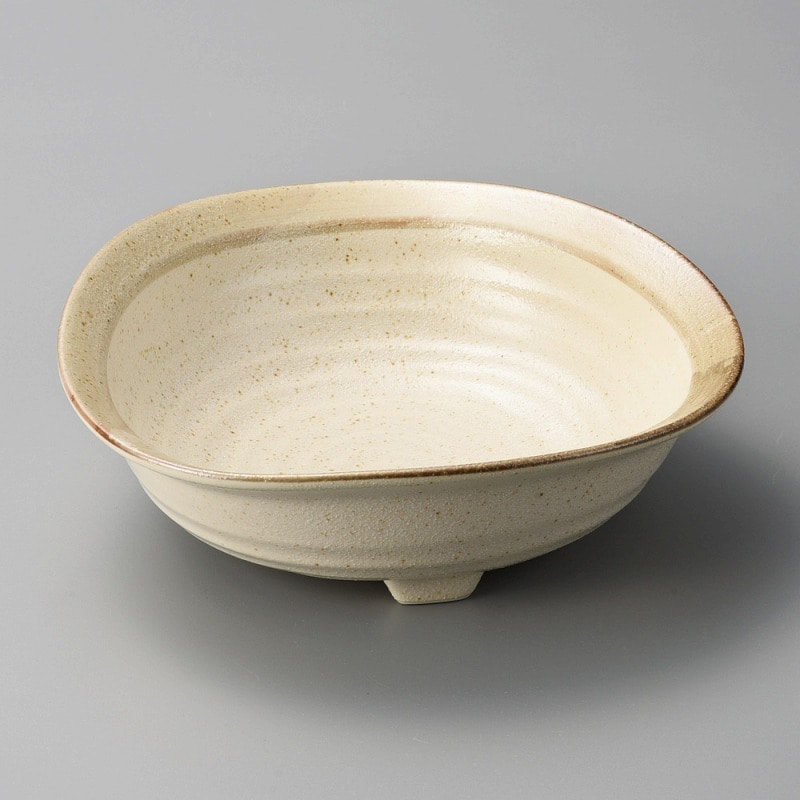 金正陶器 砂うのふ渕茶三ﾂ足変形大鉢 1個（ご注文単位1個）【直送品】