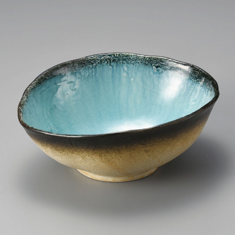 金正陶器 黒藍染ｽｶｲﾌﾞﾙｰ 変形大鉢 1個（ご注文単位1個）【直送品】