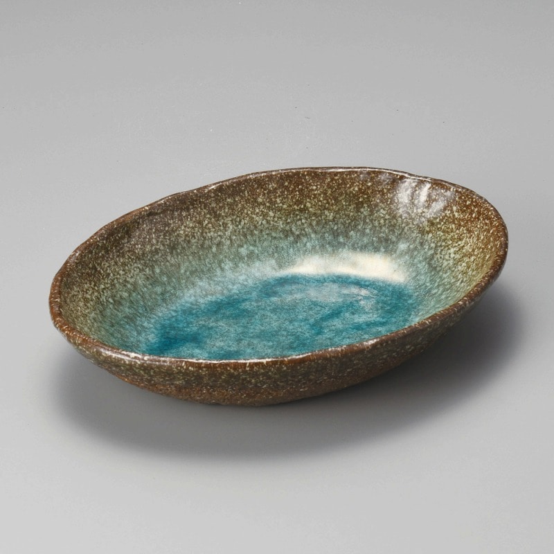 金正陶器 新緑ﾋﾞｰﾄﾞﾛ(楕円)8.0浅鉢 1個（ご注文単位1個）【直送品】