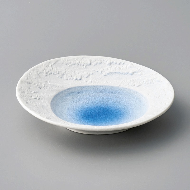 金正陶器 白藍吹石肌ｵｰﾊﾞﾙﾎﾞｰﾙ 1個（ご注文単位1個）【直送品】