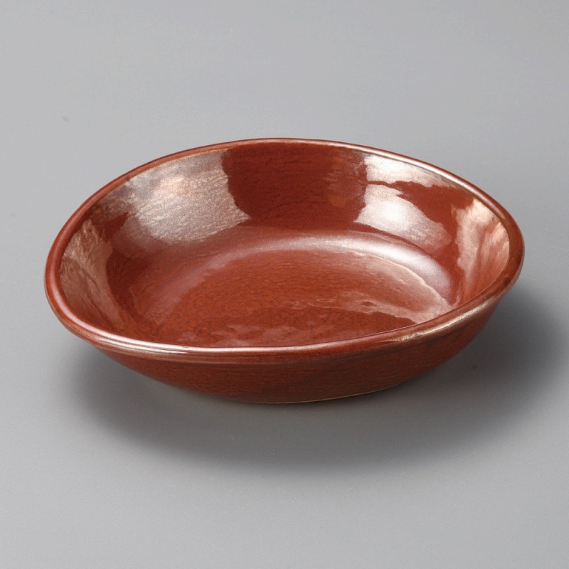 金正陶器 紅結晶たまご型7.0浅鉢 1個(ご注文単位1個)【直送品】