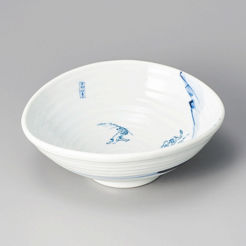 金正陶器 染付鳥獣戯画たわみ大鉢 1個（ご注文単位1個）【直送品】