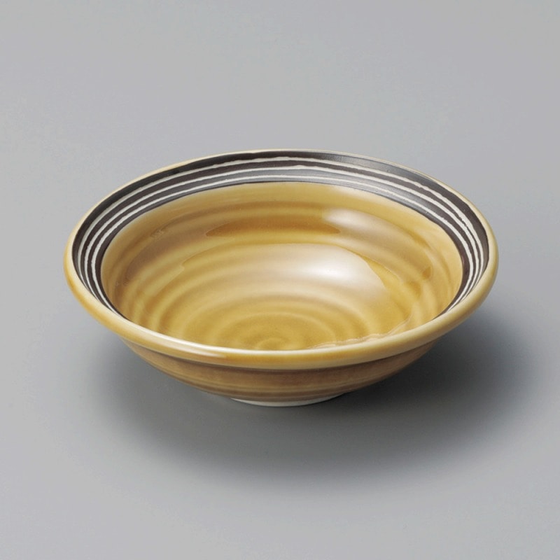 金正陶器 黄瀬戸ライン4.8鉢 1個(ご注文単位1個)【直送品】