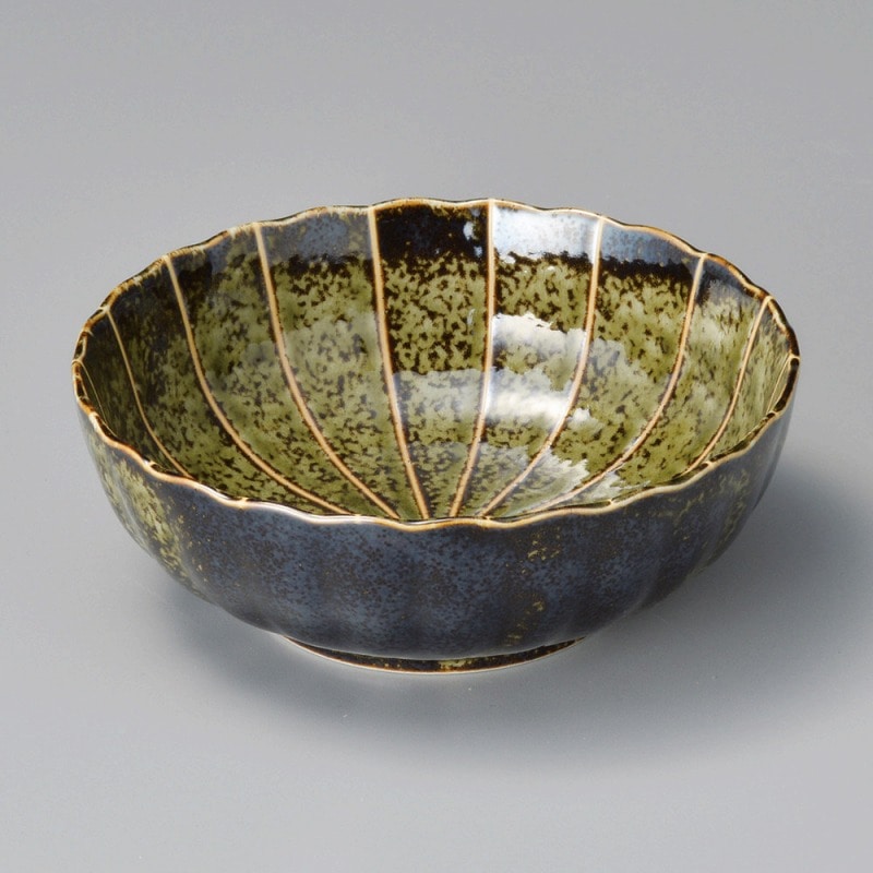 金正陶器 十草 (深緑)菊型5.5鉢 1個（ご注文単位1個）【直送品】