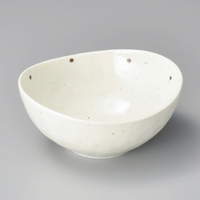 金正陶器 粉引ドット楕円4.0鉢 1個(ご注文単位1個)【直送品】