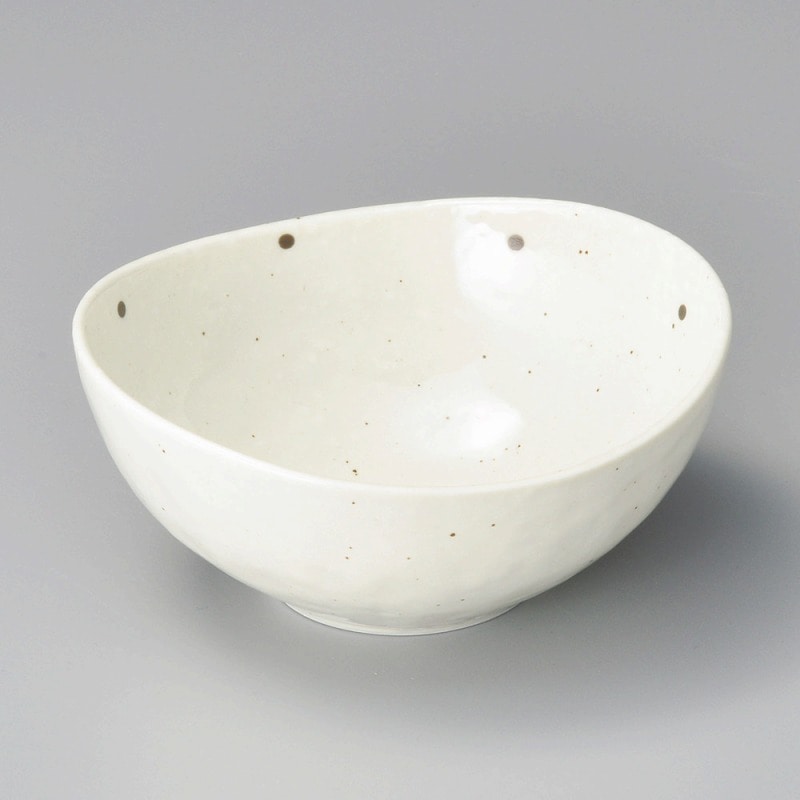 金正陶器 粉引ドット楕円5.0鉢 1個(ご注文単位1個)【直送品】