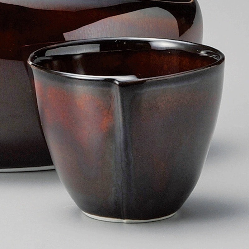 金正陶器 うるしブラウンはす型冷酒盃 1個(ご注文単位1個)【直送品】