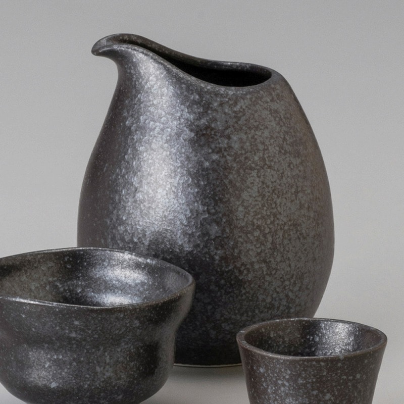 金正陶器 銀黒冷酒器 大 1個(ご注文単位1個)【直送品】