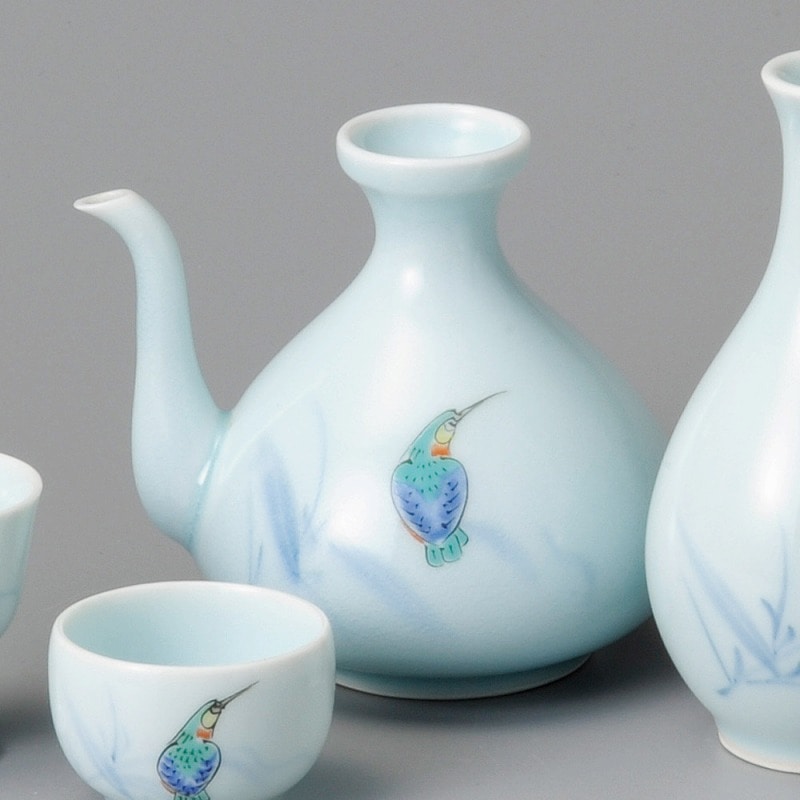 金正陶器 青瓷かわせみ二口徳利 1個(ご注文単位1個)【直送品】