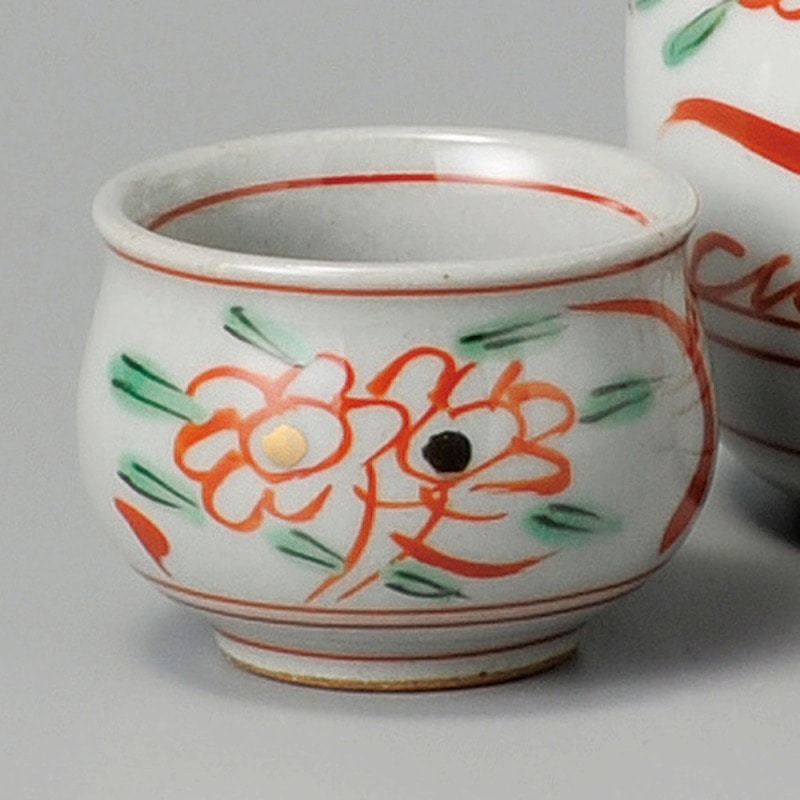 金正陶器 赤絵花ぐい呑 1個(ご注文単位1個)【直送品】