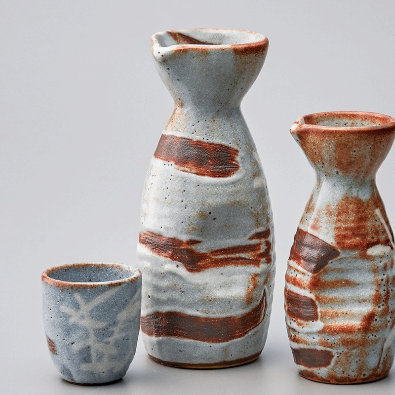 金正陶器 銀志野芦(土物)2合徳利 1個(ご注文単位1個)【直送品】