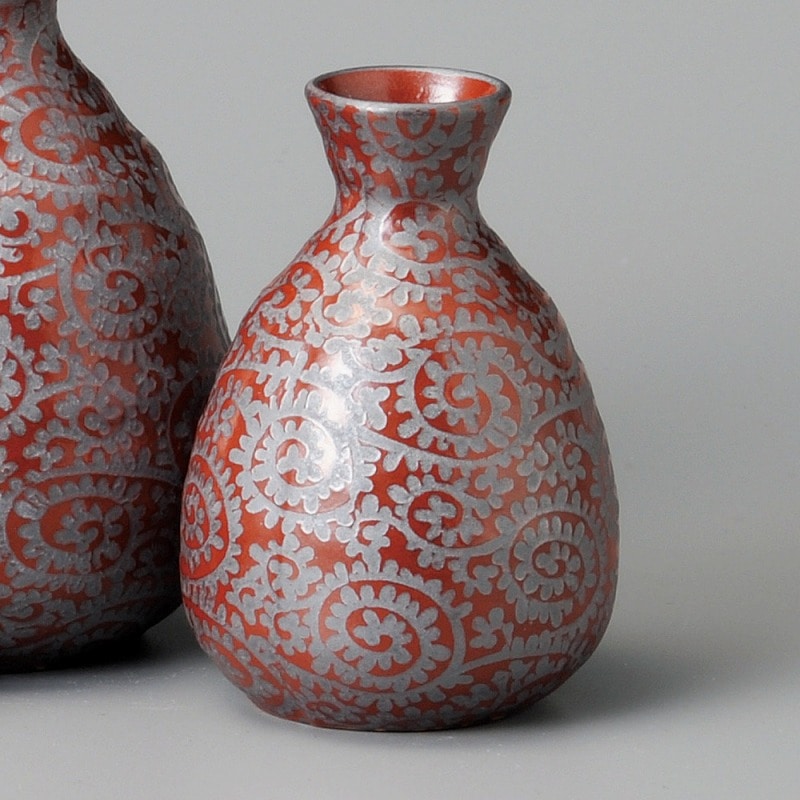 金正陶器 銀彩唐草(赤)1号徳利 1個(ご注文単位1個)【直送品】