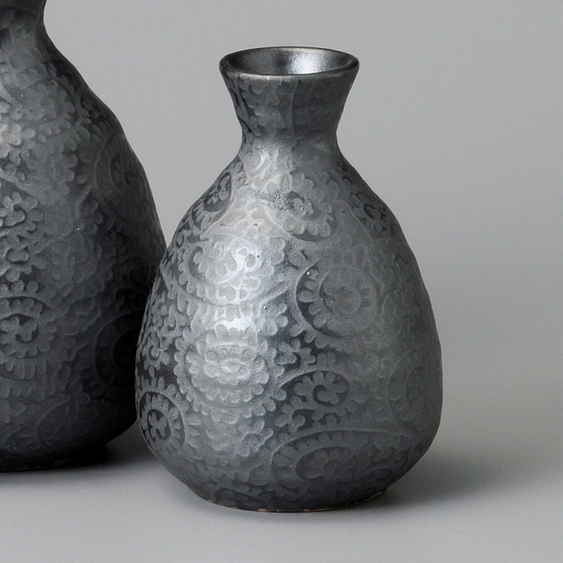 金正陶器 銀彩唐草(黒)1号徳利 1個(ご注文単位1個)【直送品】