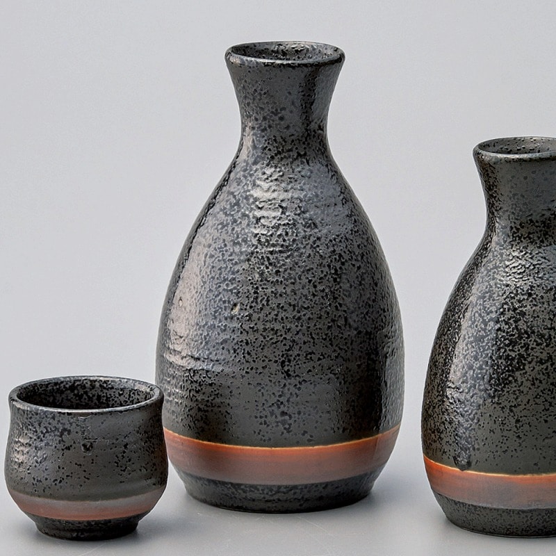 金正陶器 黒結晶ライン2合徳利 1個(ご注文単位1個)【直送品】