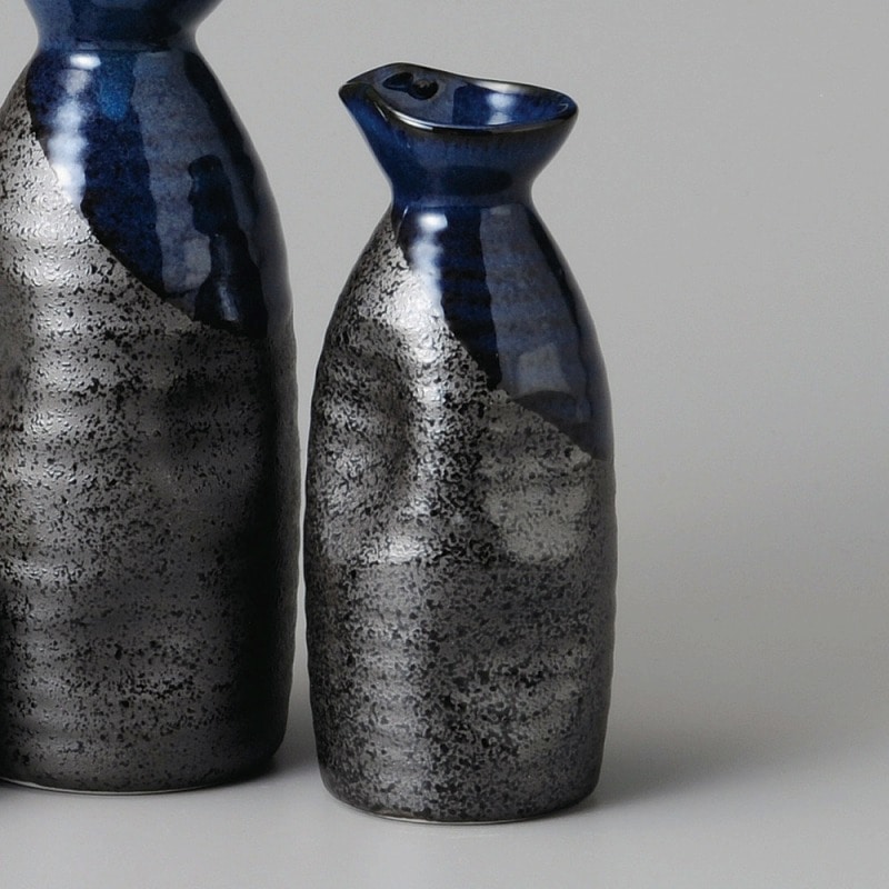 金正陶器 黒青掛ﾍﾟｺ1合徳利 1個（ご注文単位1個）【直送品】