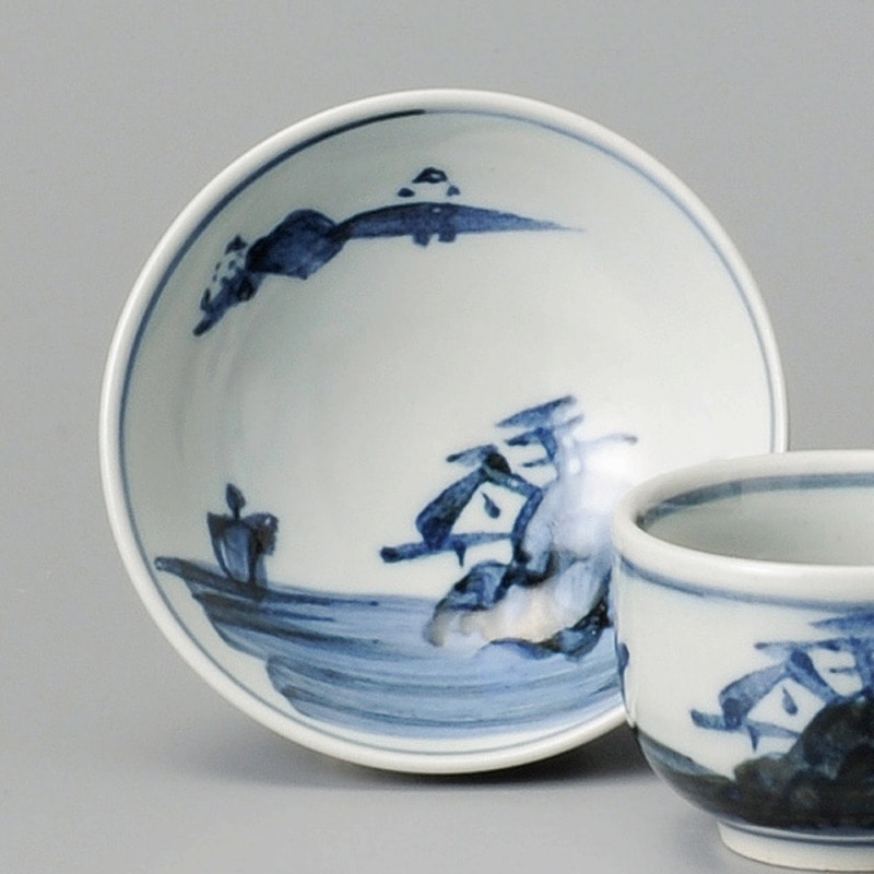 金正陶器 古染山水平盃 1個(ご注文単位1個)【直送品】