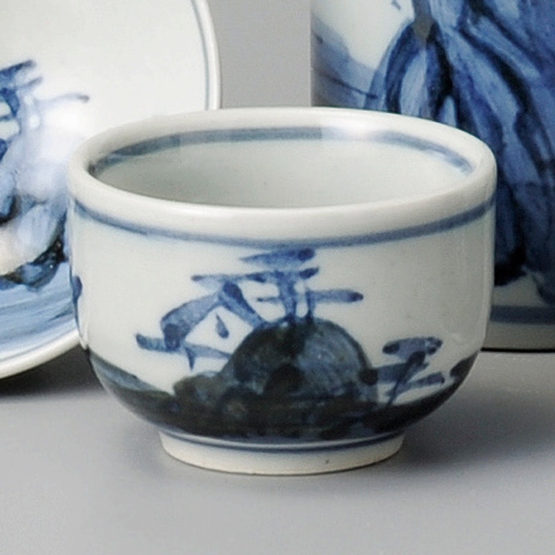 金正陶器 古染山水盃 1個(ご注文単位1個)【直送品】