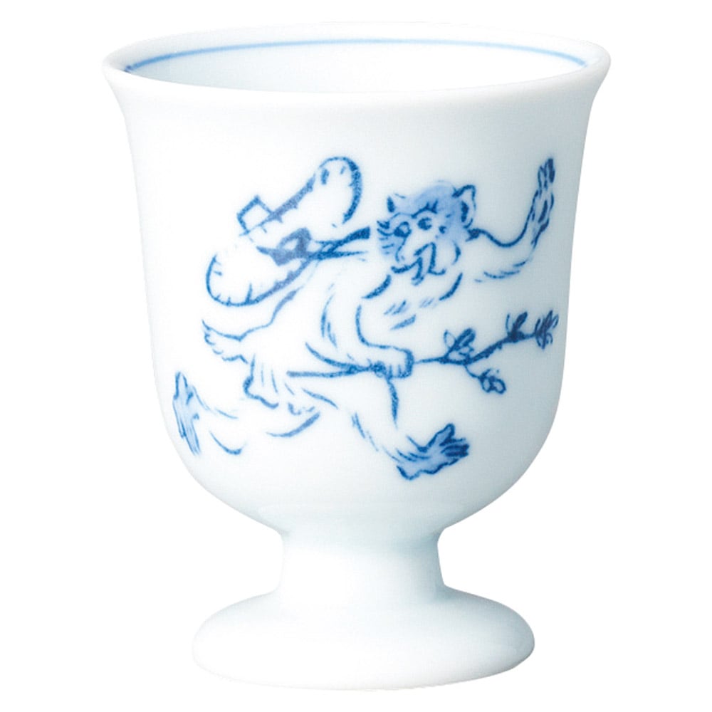 金正陶器 鳥獣戯画高台盃(喧嘩の図) 1個(ご注文単位1個)【直送品】