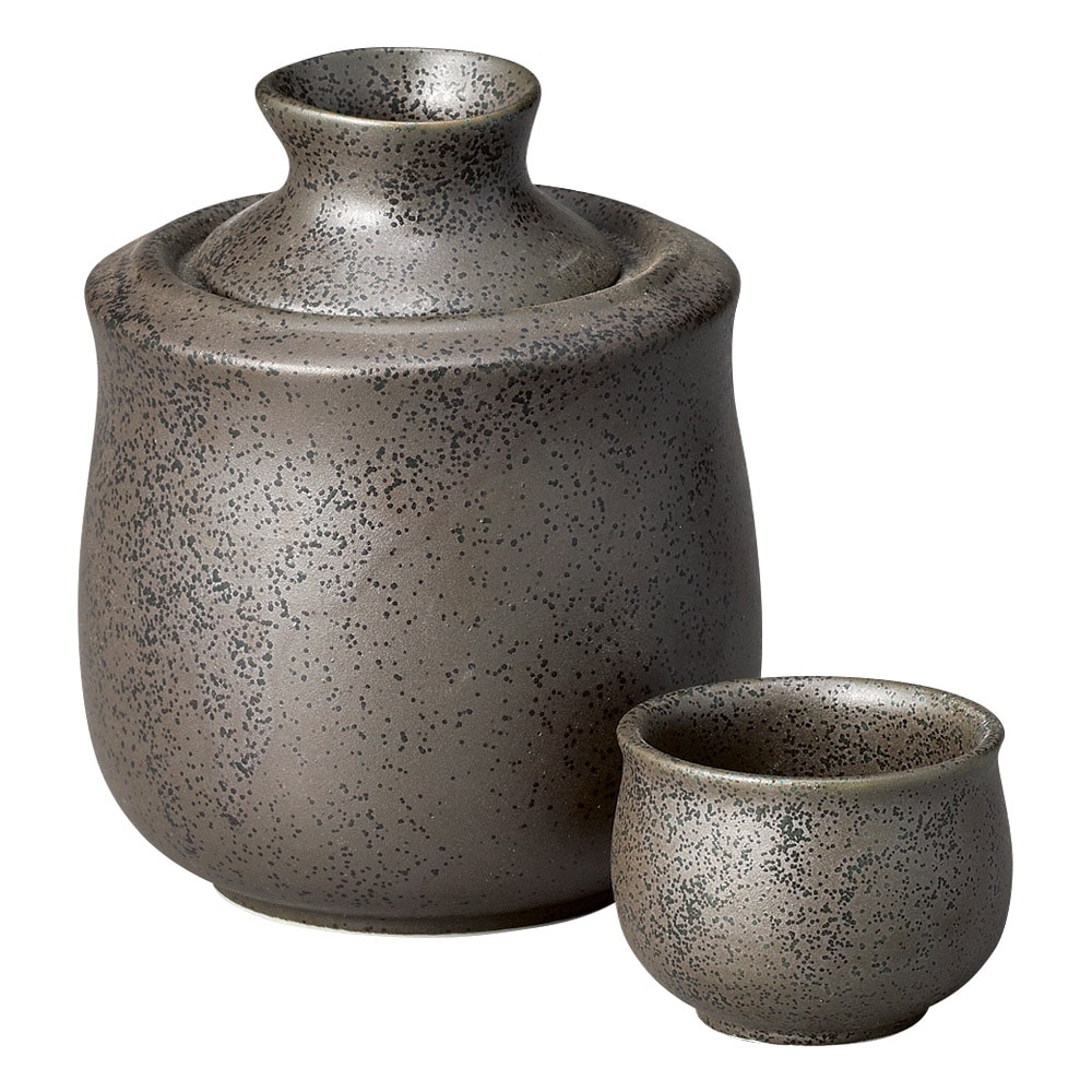 金正陶器 黒結晶酒燗器(大)盃付 1個（ご注文単位1個）【直送品】