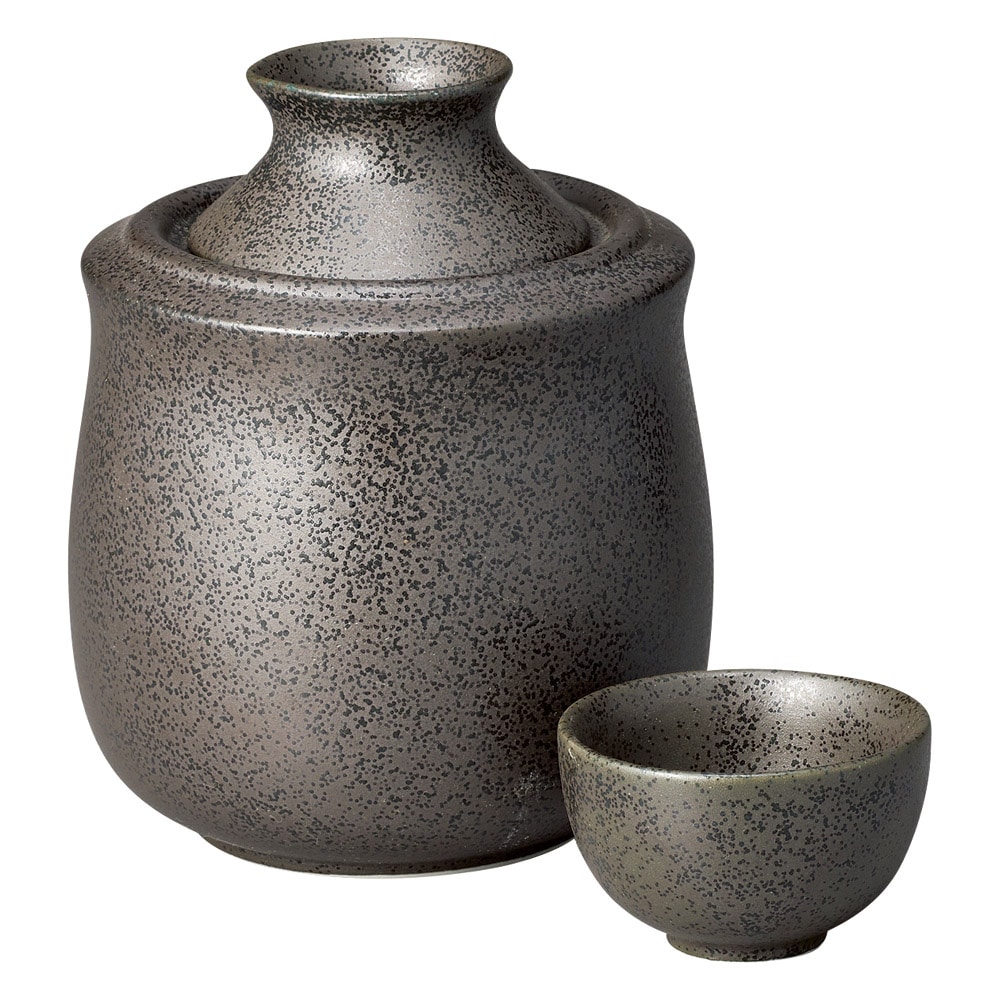 金正陶器 黒結晶酒燗器(小)盃付 1個（ご注文単位1個）【直送品】