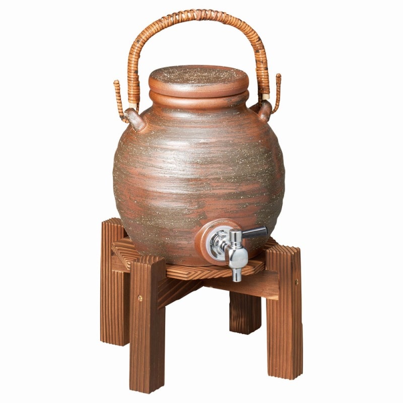 金正陶器 灰釉手付焼酎サーバー(ラジウム入り)焼杉台付 1個(ご注文単位1個)【直送品】