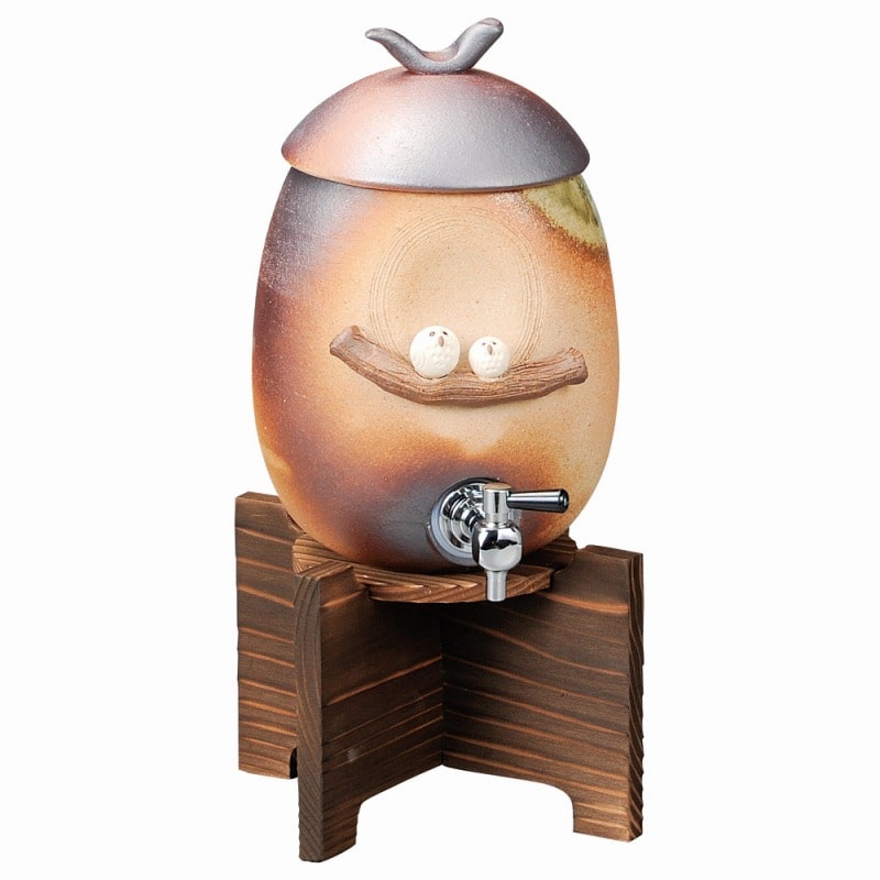 金正陶器 ペアふくろうサーバー(焼杉台付) 1個(ご注文単位1個)【直送品】