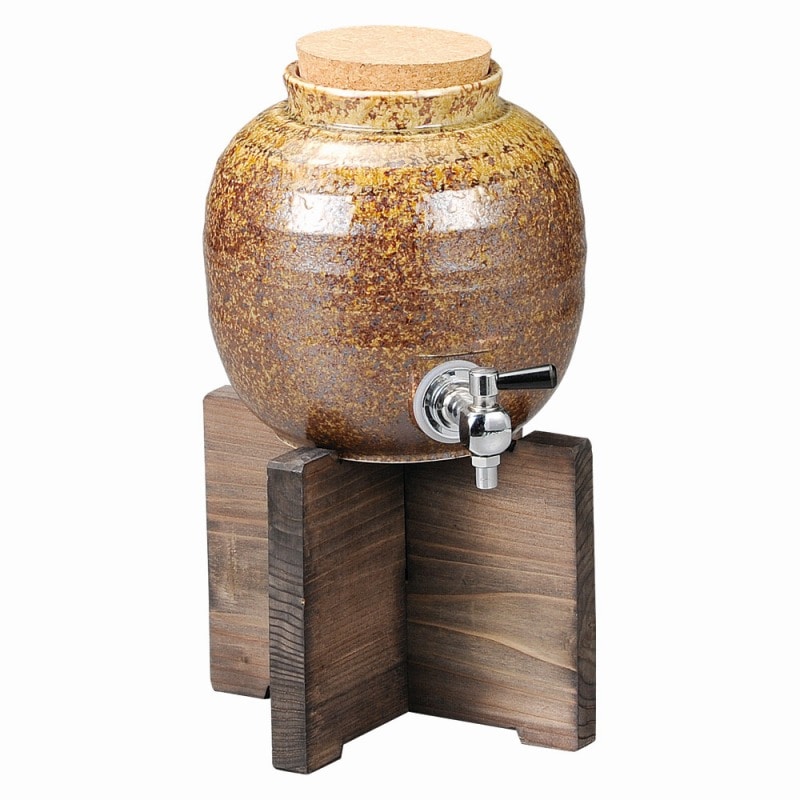 金正陶器 信楽風丸一升サーバー(木台付) 1個(ご注文単位1個)【直送品】