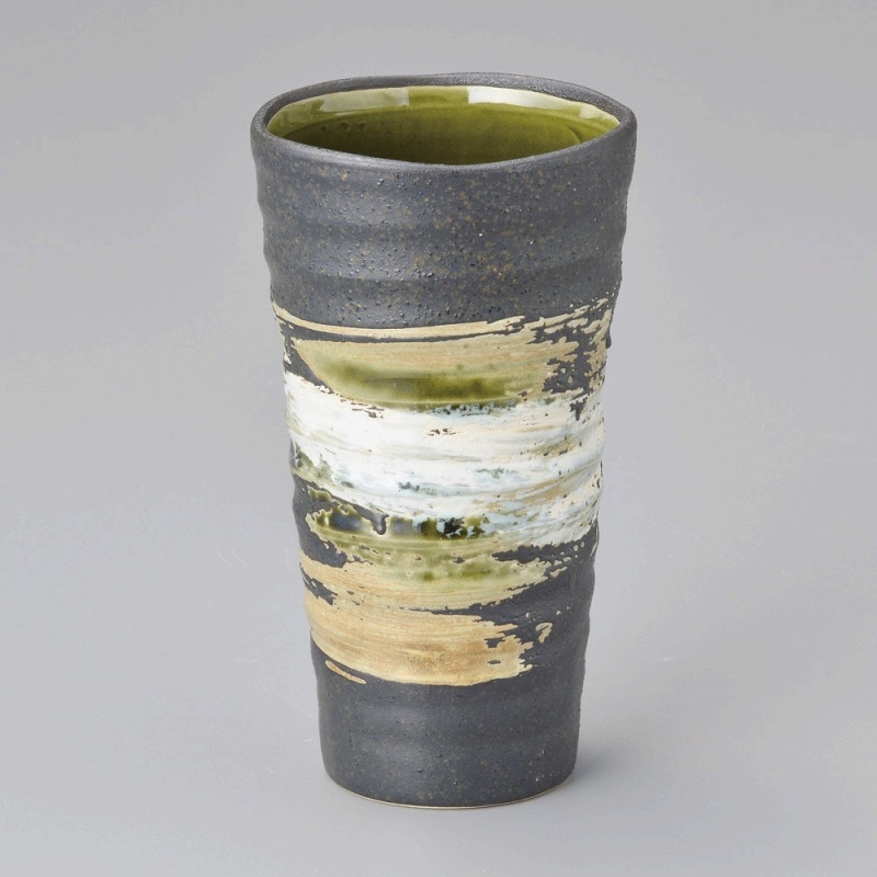 金正陶器 黒織部流しﾌﾘｰｶｯﾌﾟ 1個（ご注文単位1個）【直送品】