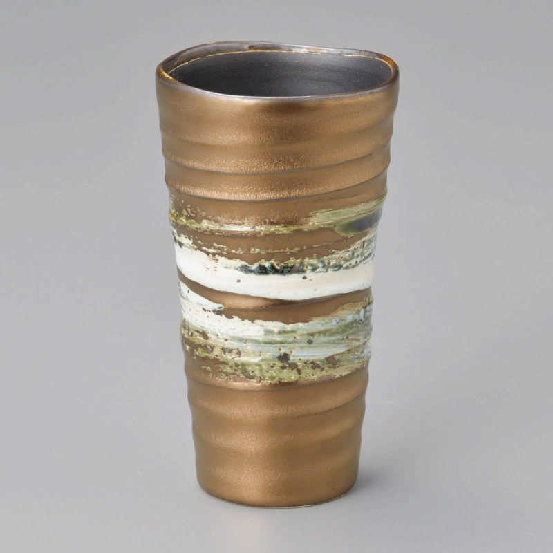 金正陶器 ｺﾞｰﾙﾄﾞ織部流しﾌﾘｰｶｯﾌﾟ 1個（ご注文単位1個）【直送品】