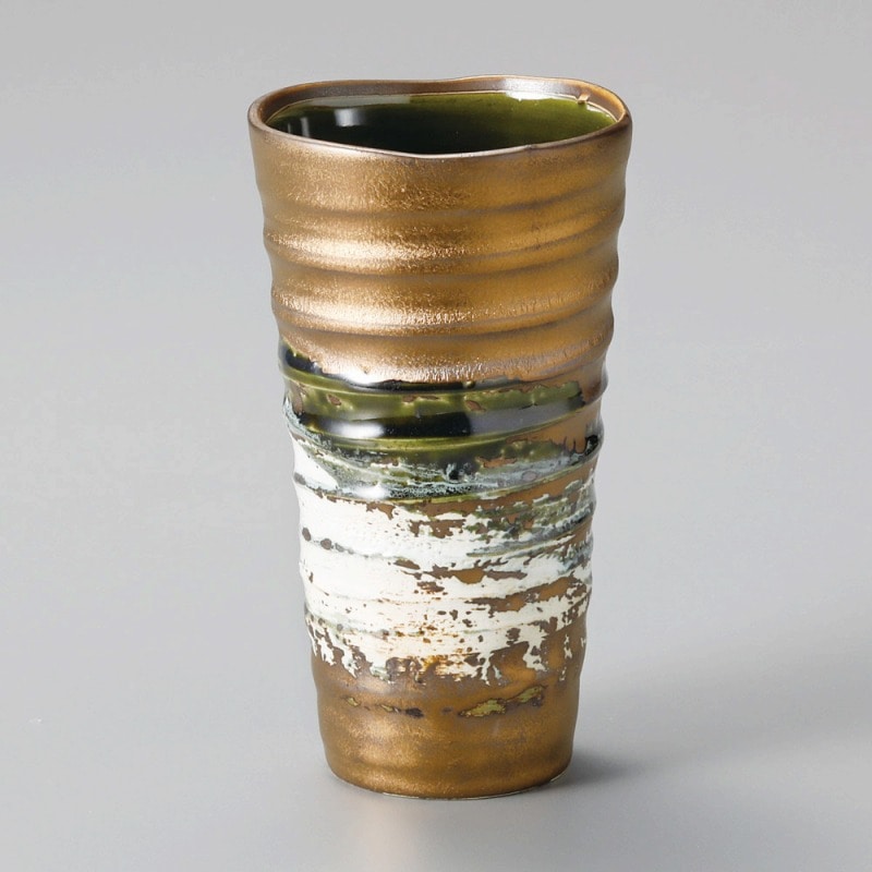 金正陶器 金巻×織部焼酎&ﾋﾞｱｶｯﾌﾟ 1個（ご注文単位1個）【直送品】