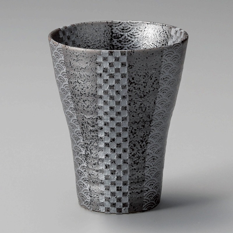 金正陶器 銀彩(黒)焼酎ｶｯﾌﾟ(大) 1個（ご注文単位1個）【直送品】