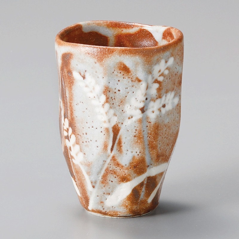 金正陶器 窯変ﾌﾘｰｶｯﾌﾟ赤志野 草花 1個（ご注文単位1個）【直送品】