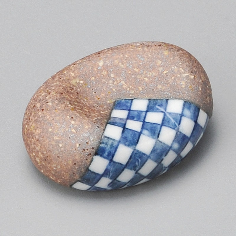 金正陶器 信楽藍染市松豆箸置 1個(ご注文単位1個)【直送品】
