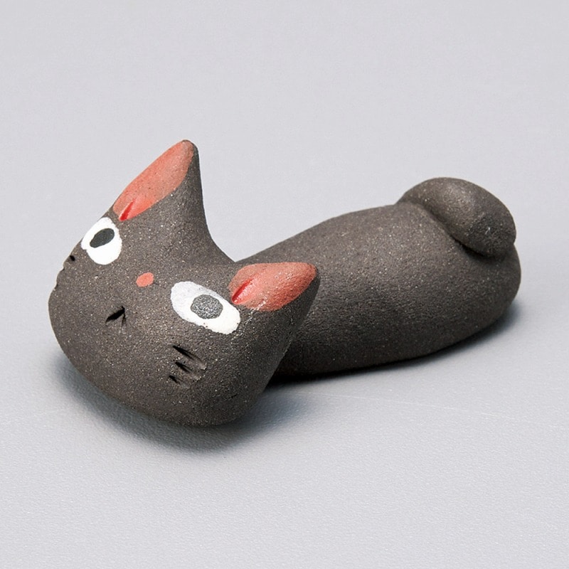金正陶器 手造り 猫 黒箸置 1個(ご注文単位1個)【直送品】