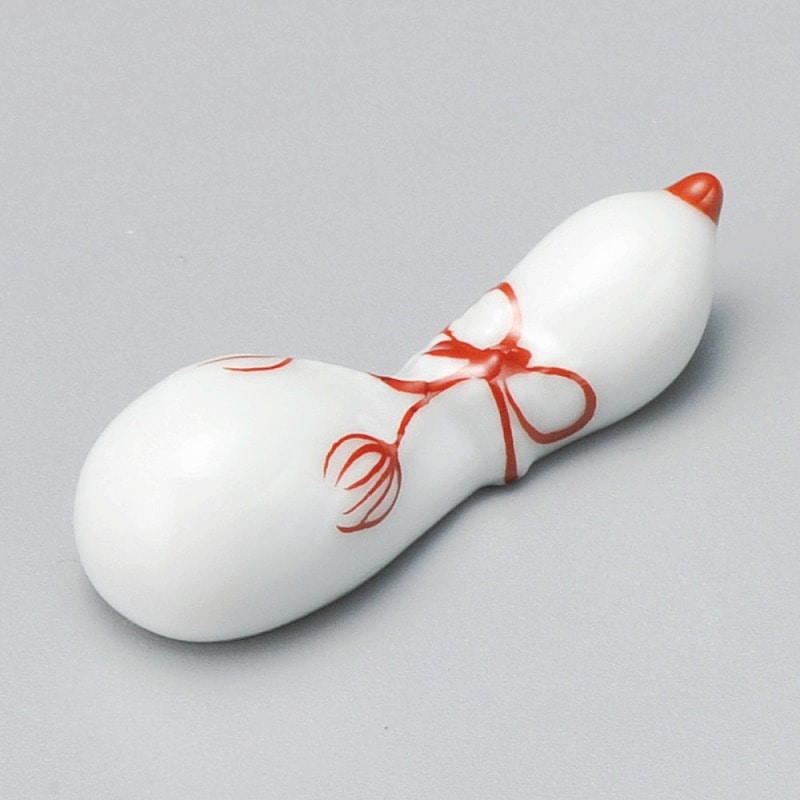 金正陶器 ヒサゴ型結び(赤)箸置 1個(ご注文単位1個)【直送品】