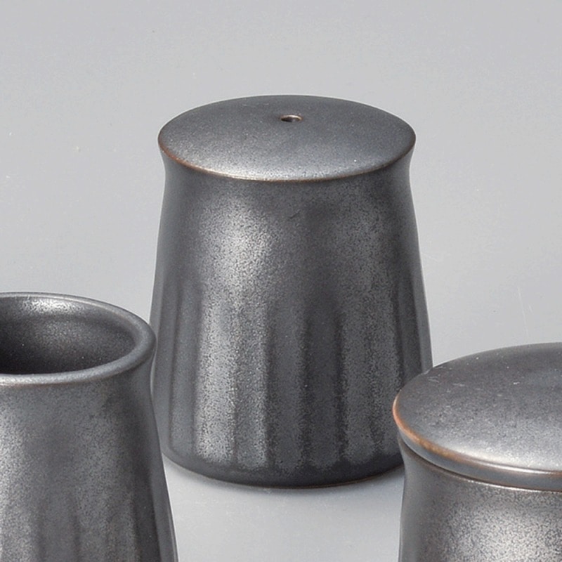 金正陶器 鉄結晶ソギ十草一つ穴塩入 1個(ご注文単位1個)【直送品】