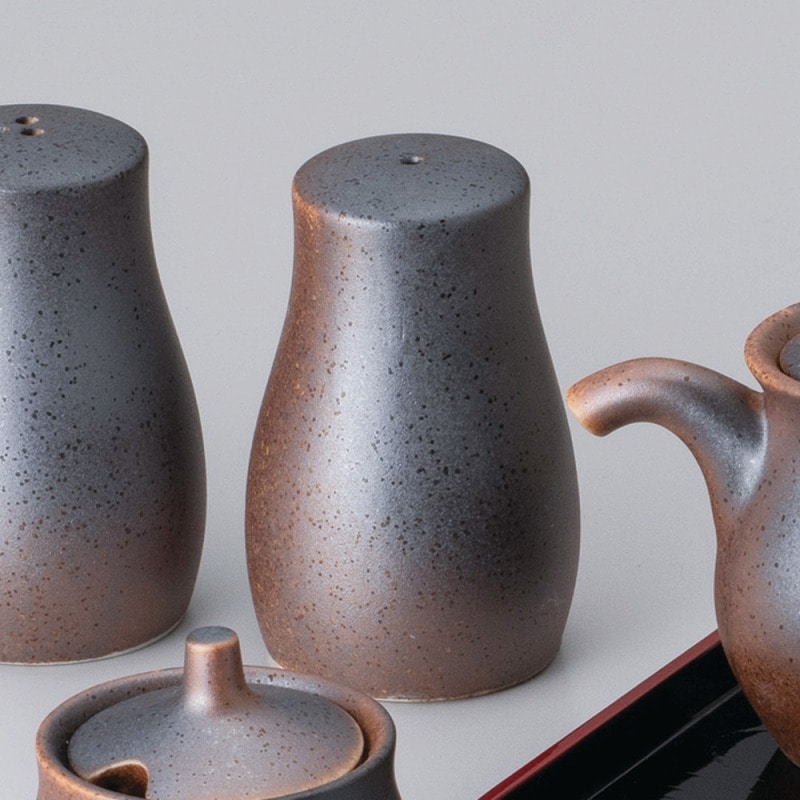 金正陶器 黒信楽塩入れ 1穴 1個(ご注文単位1個)【直送品】