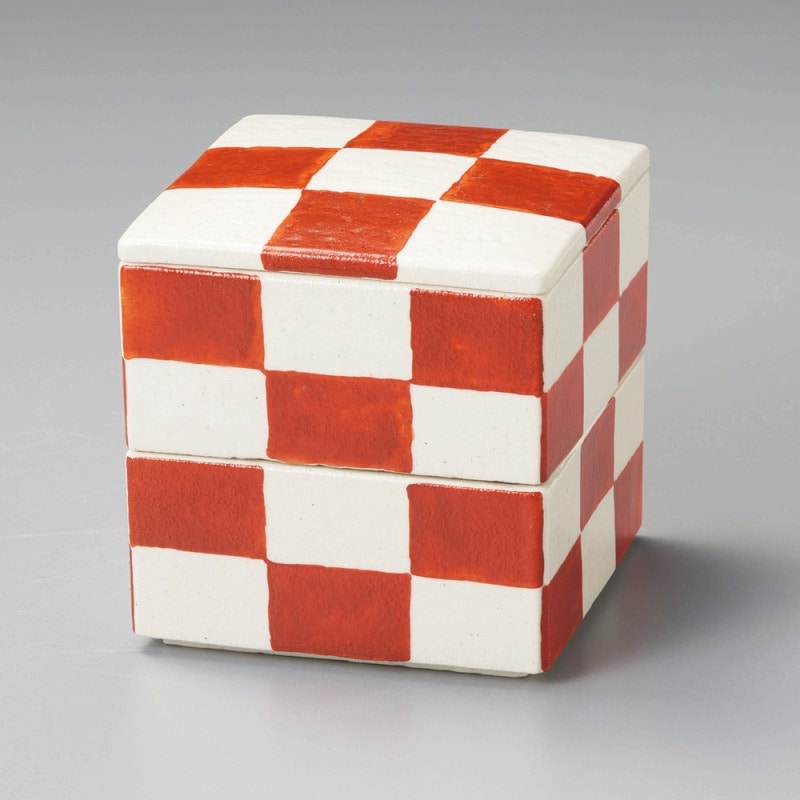 金正陶器 赤市松二段重(小) 1個(ご注文単位1個)【直送品】