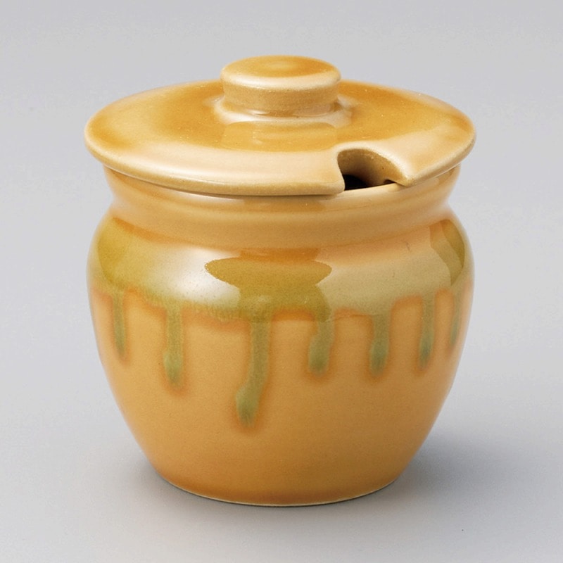 金正陶器 黄織部流し蓋切2号薬味入 1個(ご注文単位1個)【直送品】