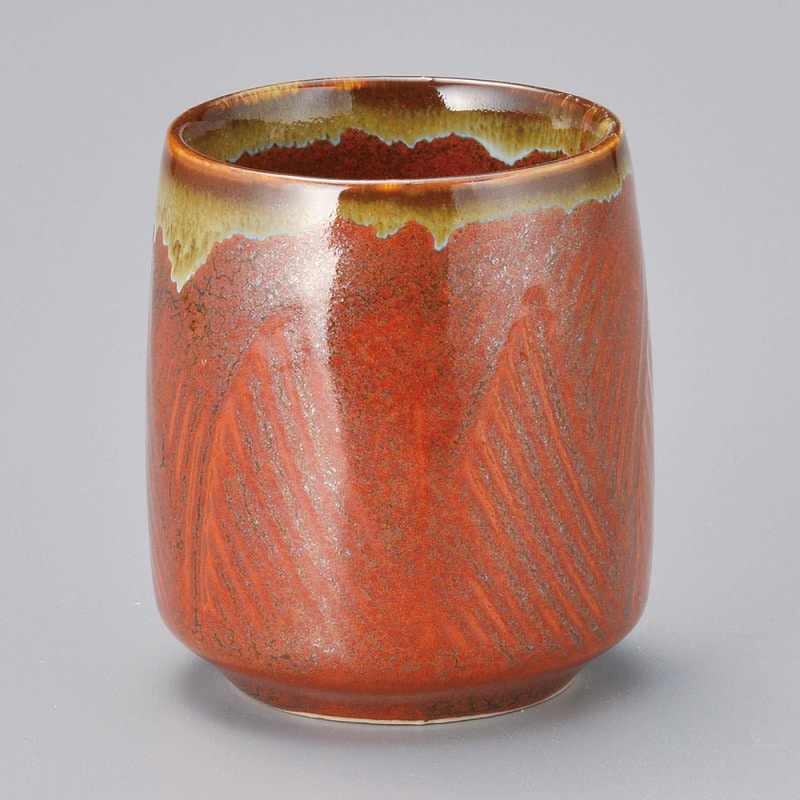 金正陶器 朱赤茶流し長湯呑 1個（ご注文単位1個）【直送品】