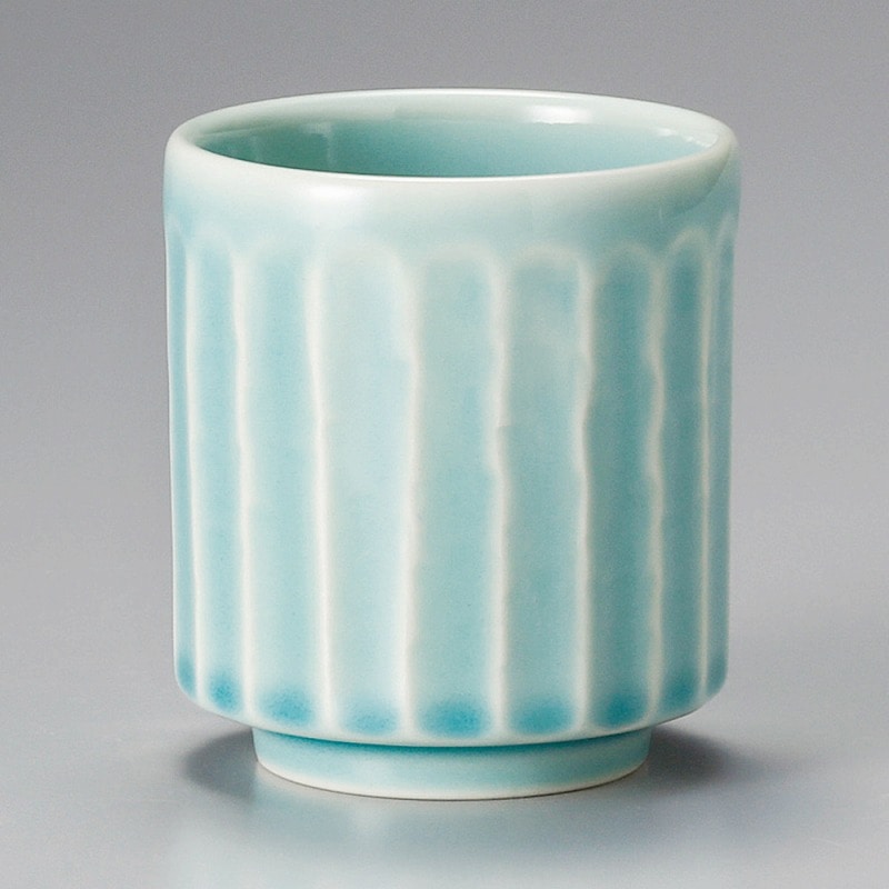 金正陶器 トルコ青磁しのぎ湯呑 1個(ご注文単位1個)【直送品】
