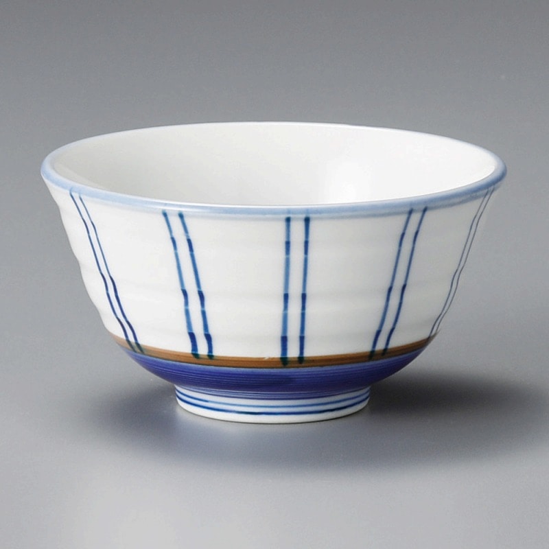 金正陶器 腰ルリ二本十草厚口反千茶 1個(ご注文単位1個)【直送品】