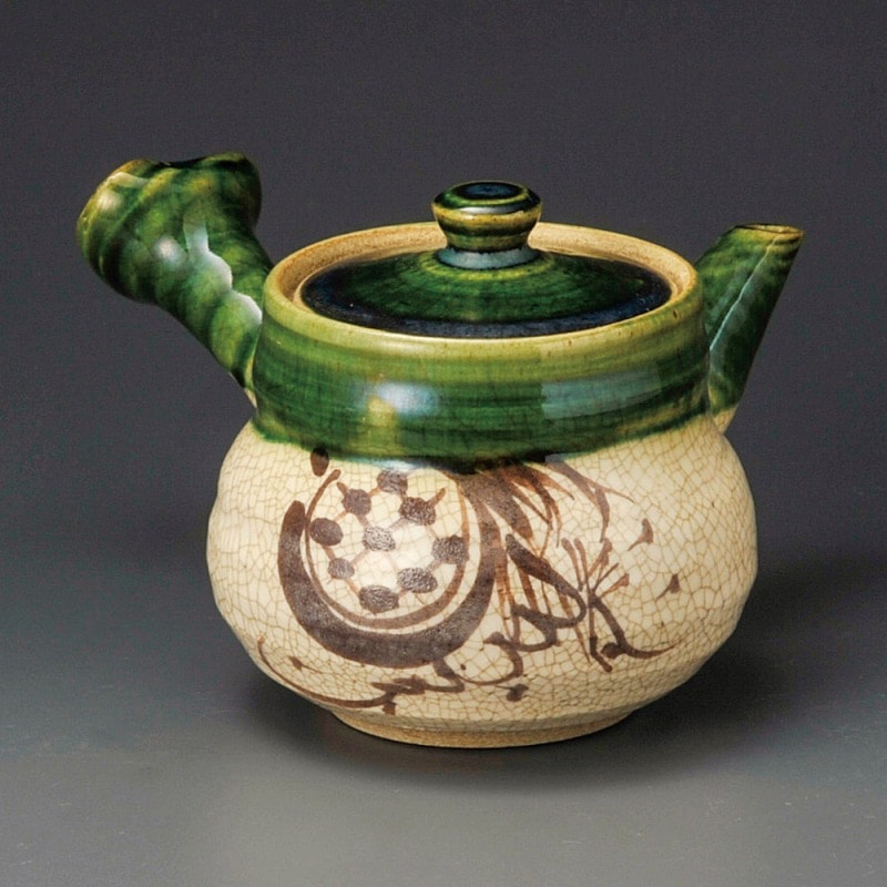 金正陶器 織部ダルマ型急須(金アミ茶こし付) 1個(ご注文単位1個)【直送品】