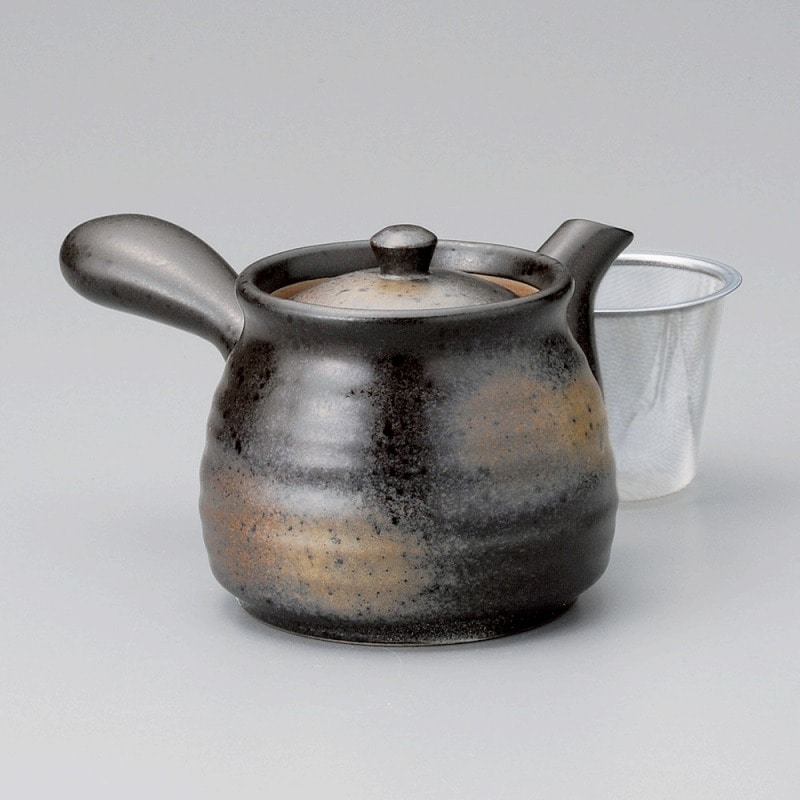 金正陶器 黒備前吹急須(カゴアミ付) 1個(ご注文単位1個)【直送品】