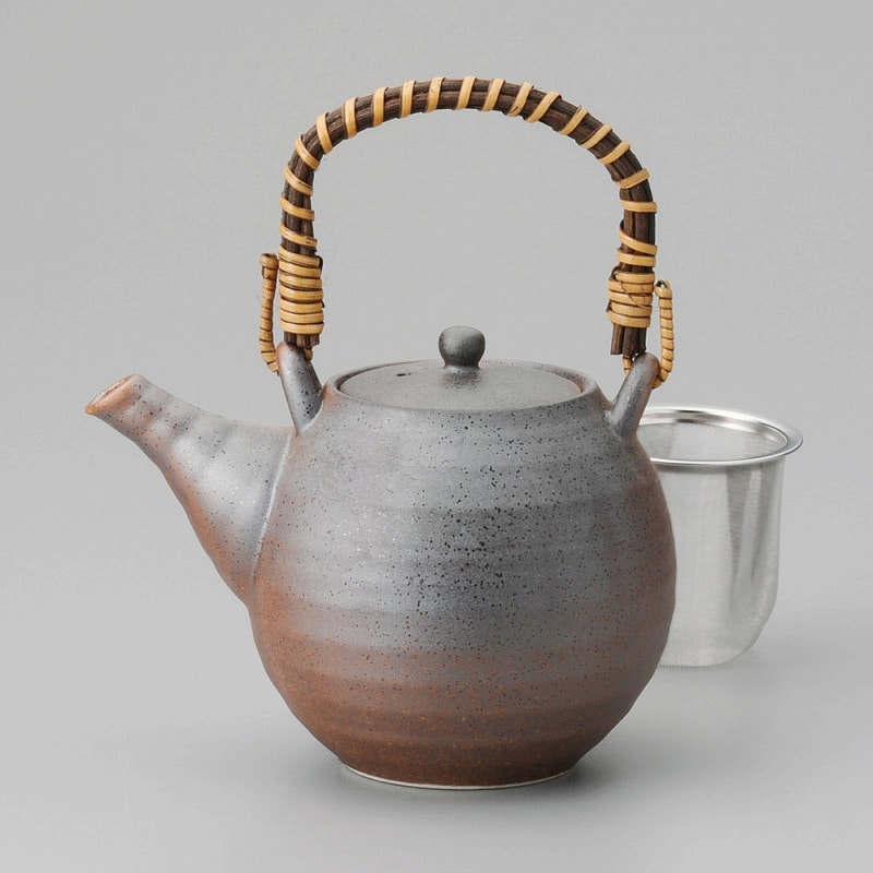 金正陶器 黒信楽土瓶 ｱﾐ付 1個（ご注文単位1個）【直送品】