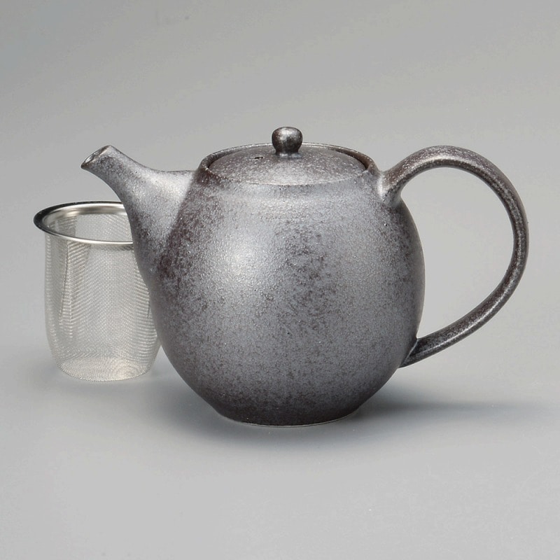 金正陶器 銀黒ポット(アミ付) 1個(ご注文単位1個)【直送品】