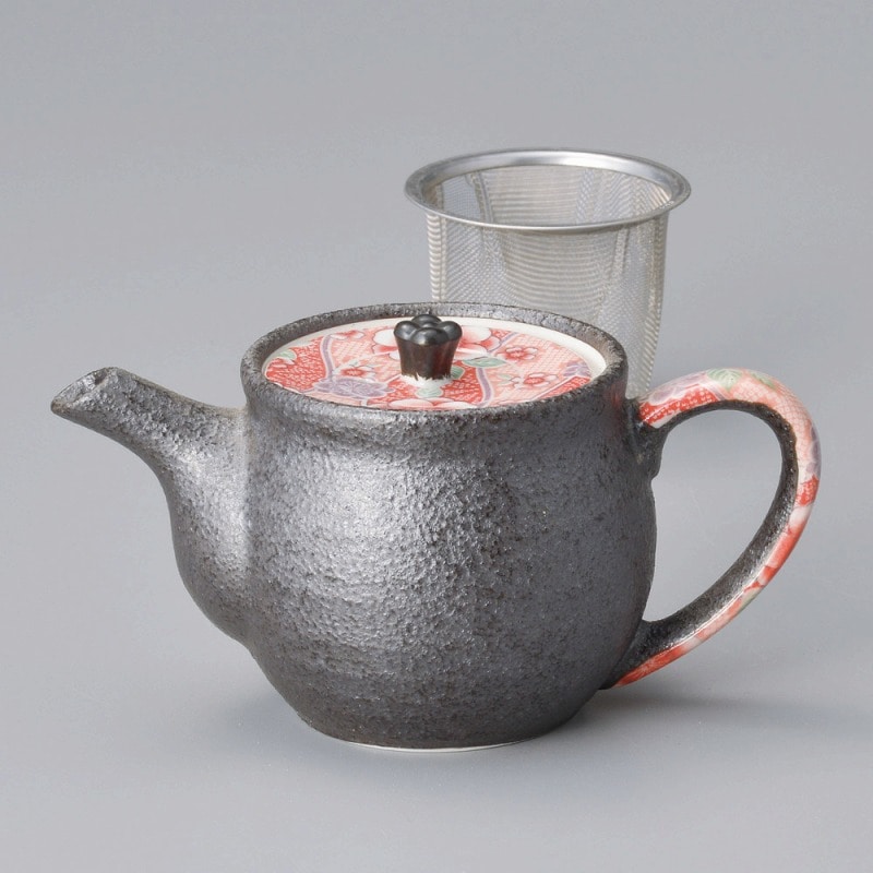 金正陶器 紅染めいぶしポット(アミつき) 1個(ご注文単位1個)【直送品】