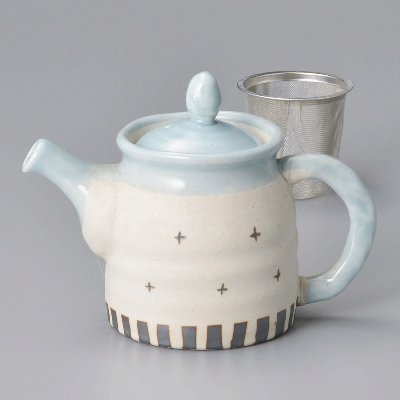 金正陶器 春花ポット(ブルー)(アミ付) 1個(ご注文単位1個)【直送品】