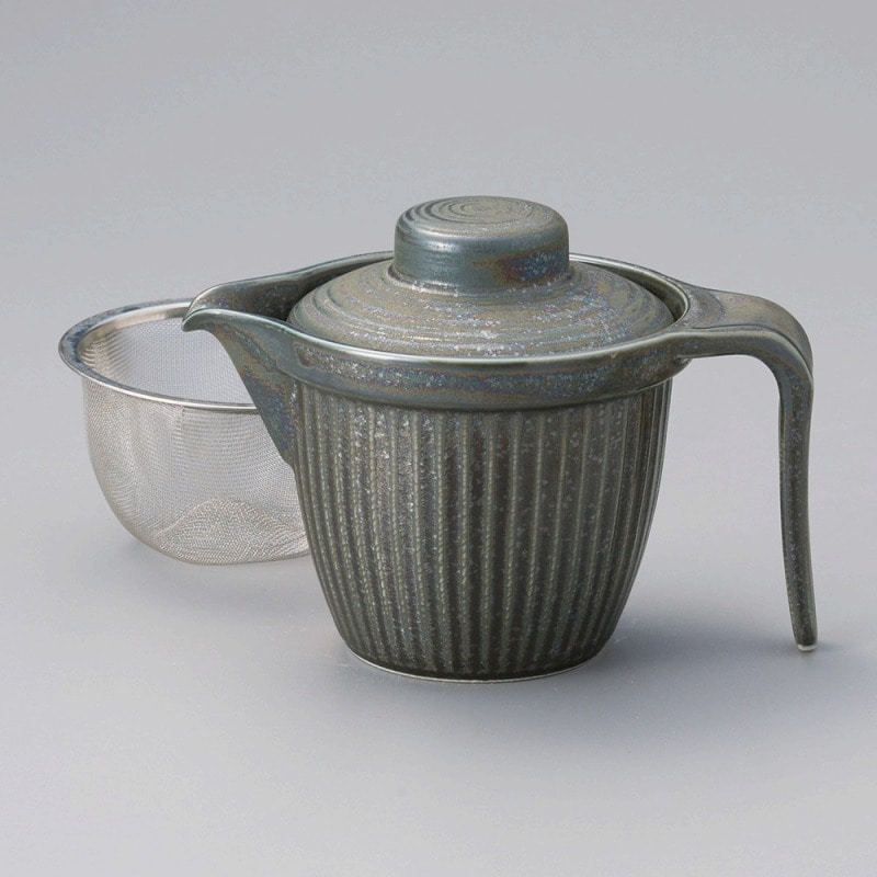 金正陶器 黒彩釉しのぎポット 1個(ご注文単位1個)【直送品】